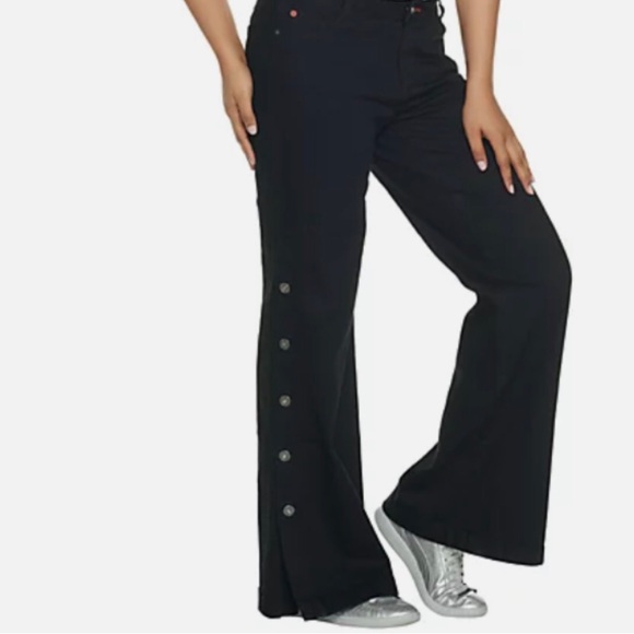Peace Love World Denim - Peace Love World black denim button leg flared jeans. Nice nearly new